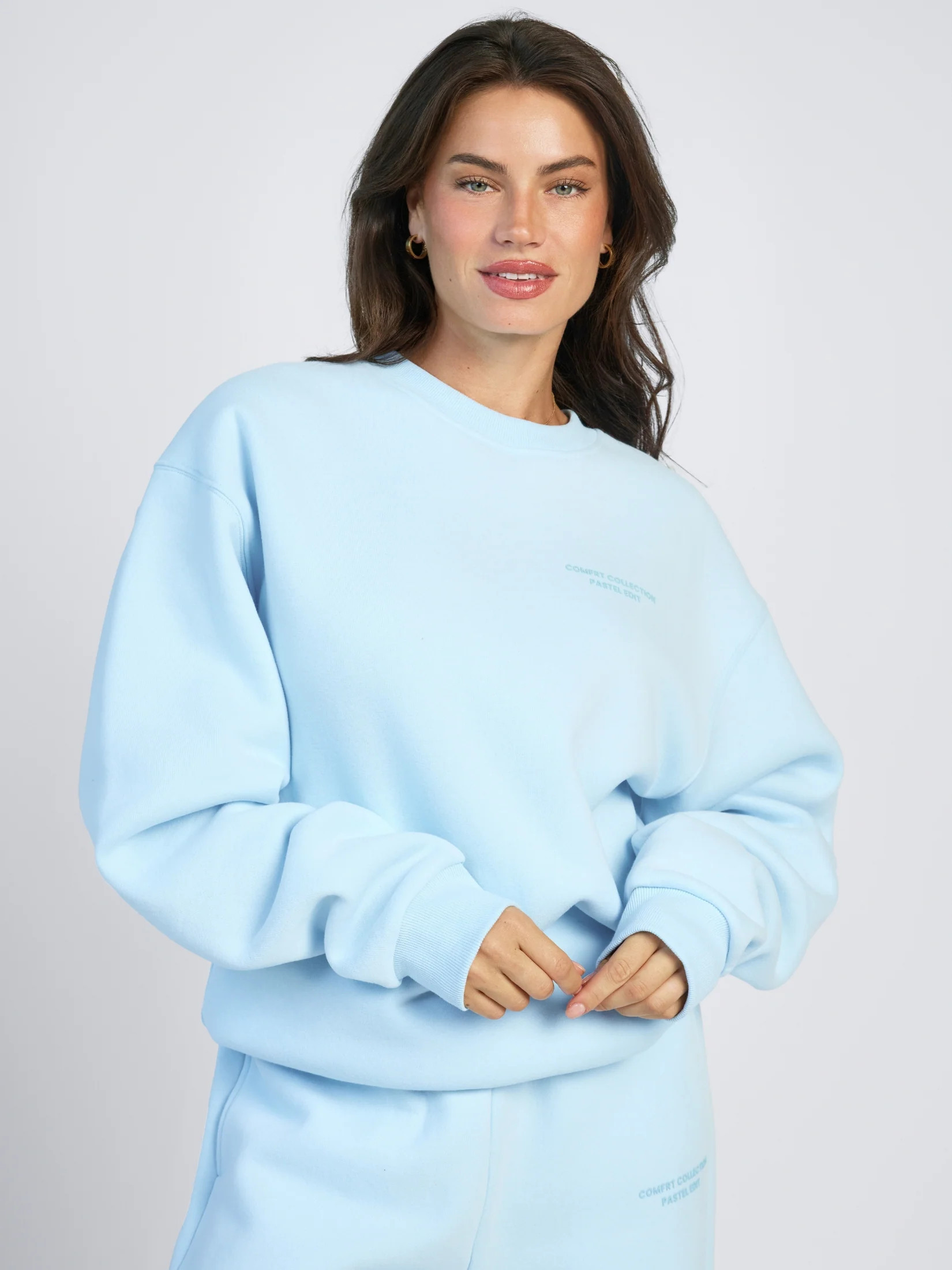 Comfrt Pastel Crew Sweatshirt | Baby Blue | Oversized | M | Medium | Comfrt