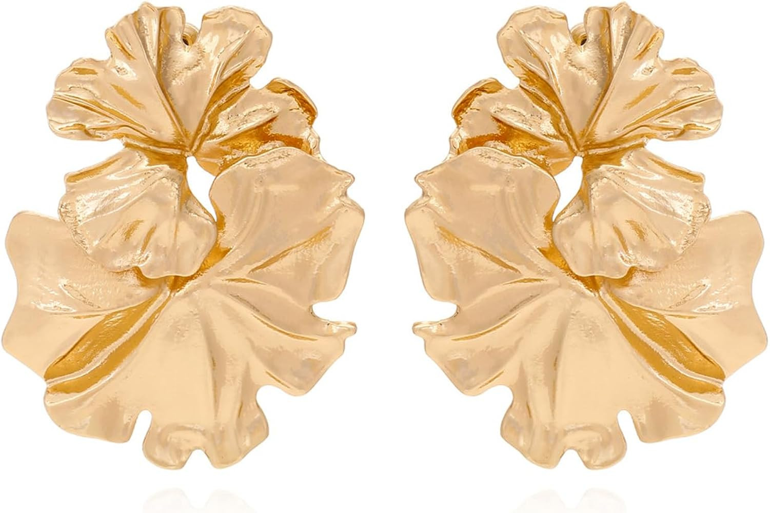 Gold Sculptural Flower Earrings Gold Statement Earrings for Women Exaggerated Flower Floral Earri... | Amazon (US)