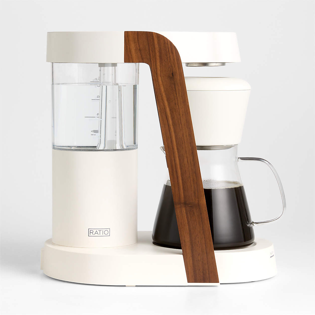 Ratio Eight Series 2 Linen White and Walnut Coffee Maker | Crate & Barrel | Crate & Barrel