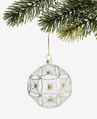 Holiday Lane Gilded Glamour Gold Molded Glass Ball Ornament, Macy's Exclusive - Macy's | Macy's