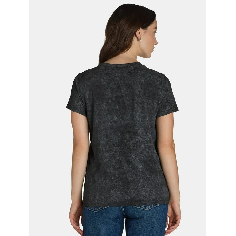 Halloween Women’s Mineral Wash Stay Spooky Graphic Print Tee, Sizes XXS-XXL - Walmart.com | Walmart (US)