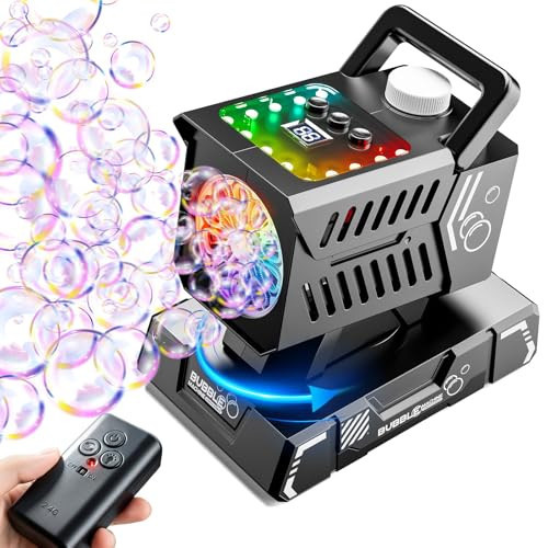 SHCKE Rotating Bubble Machine Remote Control,Automatic Rotation & 11 RGB Lights, 1800mAh Rechargeable Battery, USB-C Charge,Big Bubbles for Kids,Weddings, Birthday Parties, Outdoor Activities | Amazon (US)
