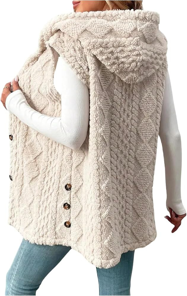SOLY HUX Women's Button Down Fleece Hooded Outerwear Vests Sleeveless Cardigan Coat Fall Winter C... | Amazon (US)