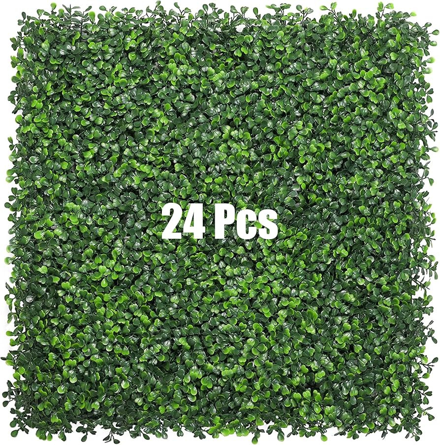 Bybeton Artificial Boxwood Panels,20"x 20" (24pc) 4-Layer Leaves UV-Anti Greenery Wall Backdrop f... | Amazon (US)