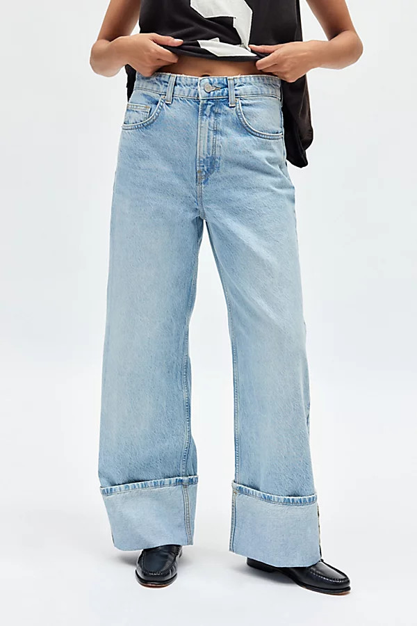 BDG Thea Cuffed Wide Leg Jean in Light Blue, Women's at Urban Outfitters | Urban Outfitters (US and RoW)