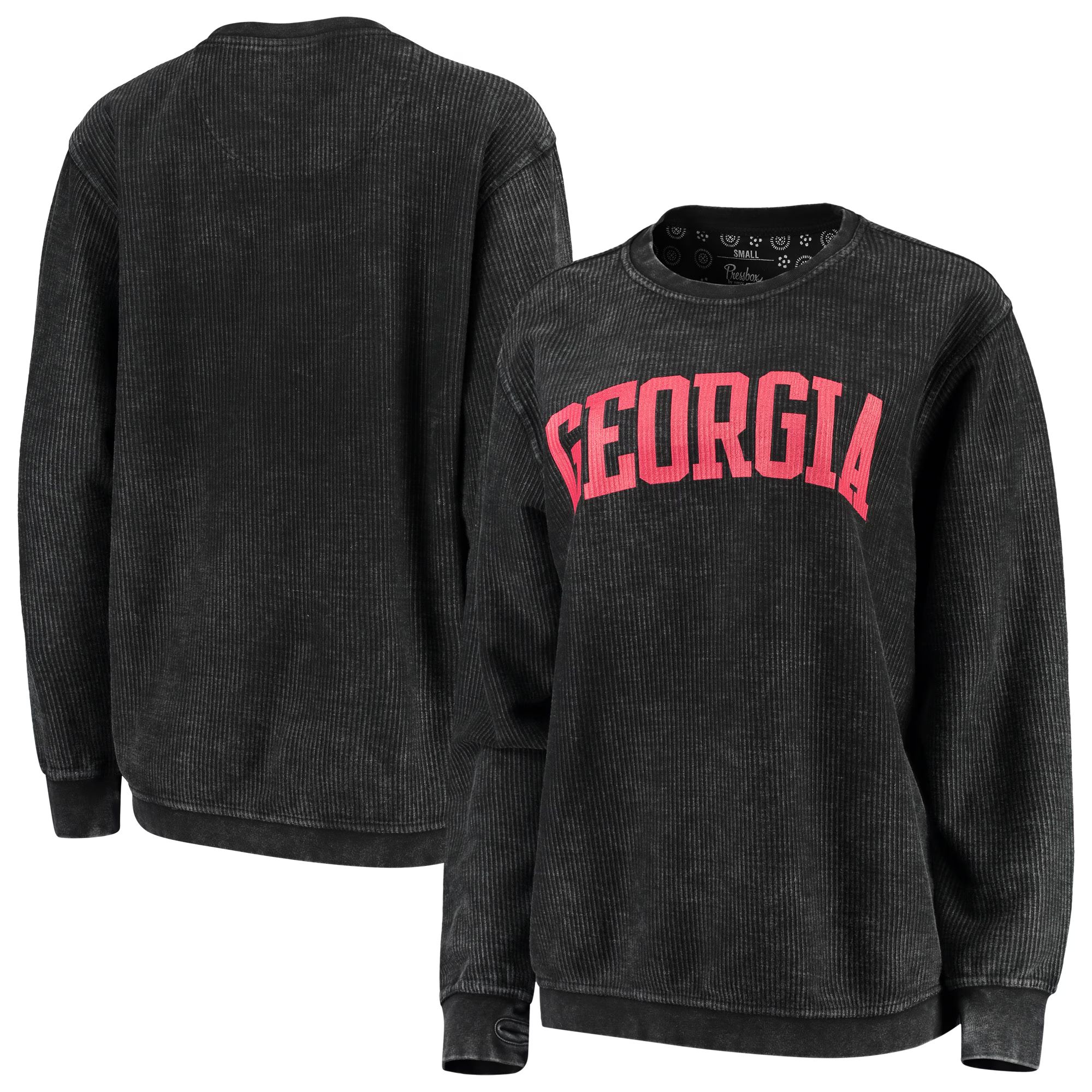 Georgia Bulldogs Pressbox Women's Comfy Cord Vintage Wash Basic Arch Pullover Sweatshirt - Black | Fanatics