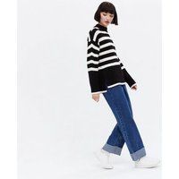 Black Stripe Knit High Neck Jumper New Look | New Look (UK)