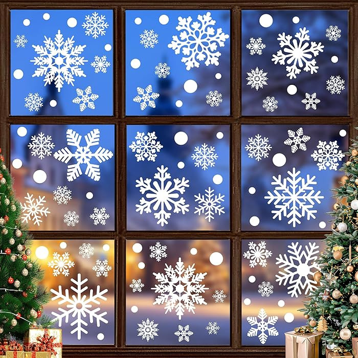 116PCS Christmas Decorations, 9 Sheets Christmas Window Clings, Snowflake Window Clings Decals, D... | Amazon (US)