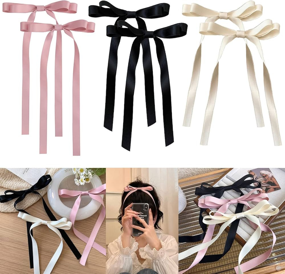 2PCS Hair Bows Clips for Women-Bow Hair Ribbons Barrette Snap Bow Hair Clip-Hair Accessories Gift... | Amazon (US)