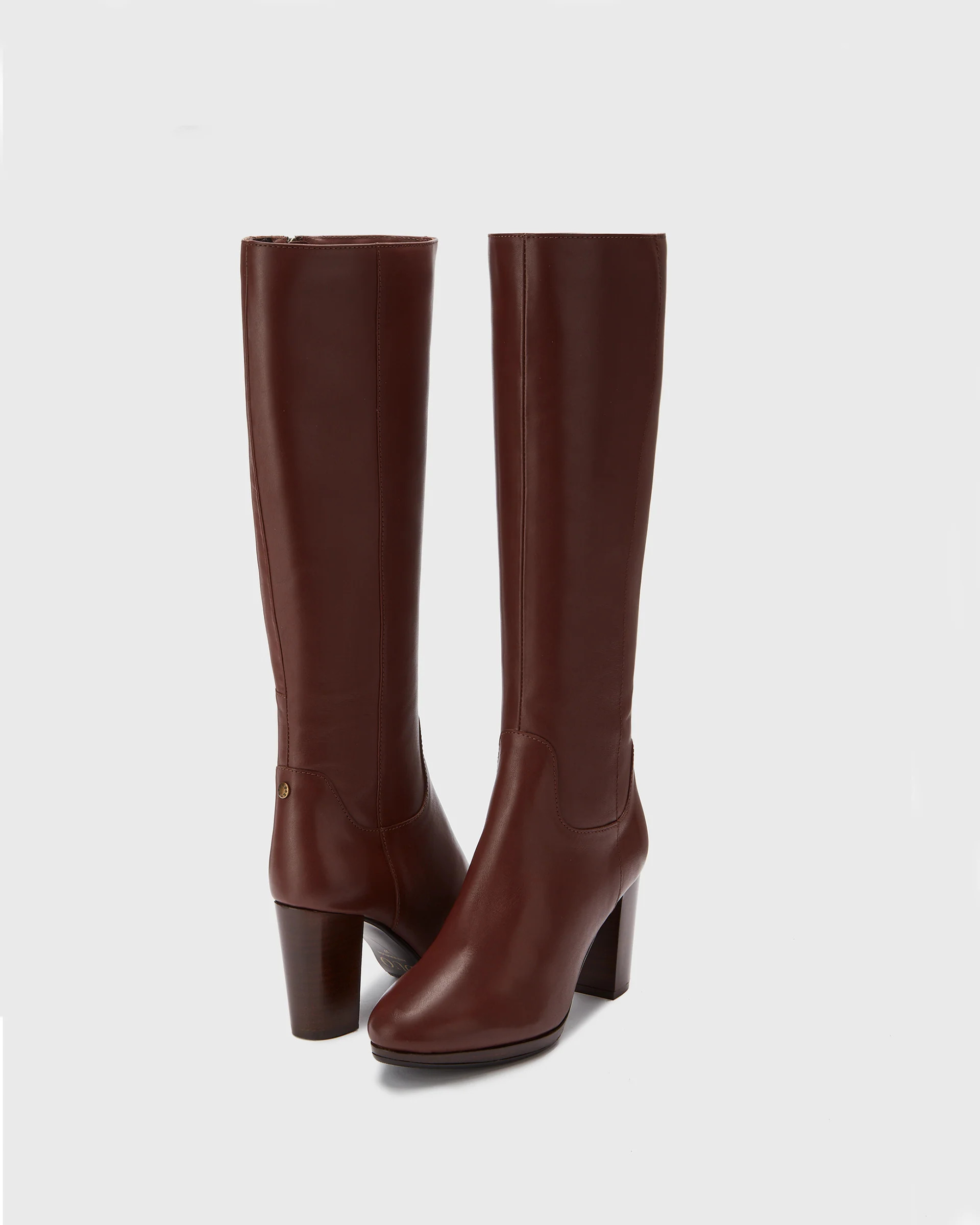 Belmore Brown Leather Knee High Heeled Boots | DuoBoots | DuoBoots