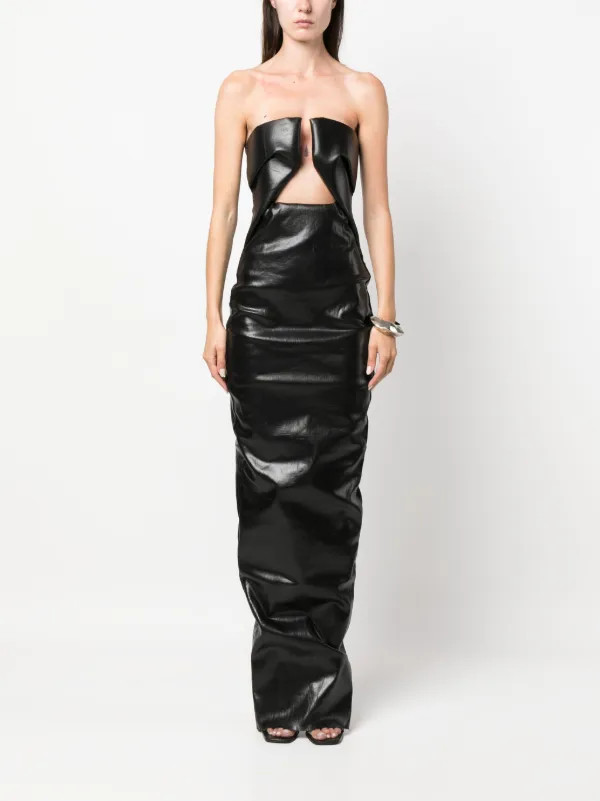 Rick Owens Prong Cracked Denim Gown - Farfetch | Farfetch Global