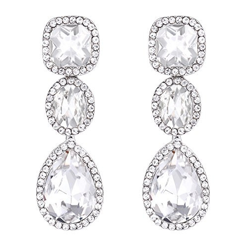 EVER FAITH Women's Austrian Crystal Fashion Bridal Teardrop Dangle Earrings Silver-Tone | Amazon (US)