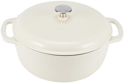 Amazon Basics Cast Iron Dutch Oven Pot with Lid, Enameled, Round, Dual Handles, Heavy-Duty, Mediu... | Amazon (US)