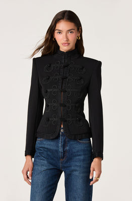 ASTR the Label | D'arcy Frog Fastening Jacket in Black |  Size XS | ASTR The Label (US)
