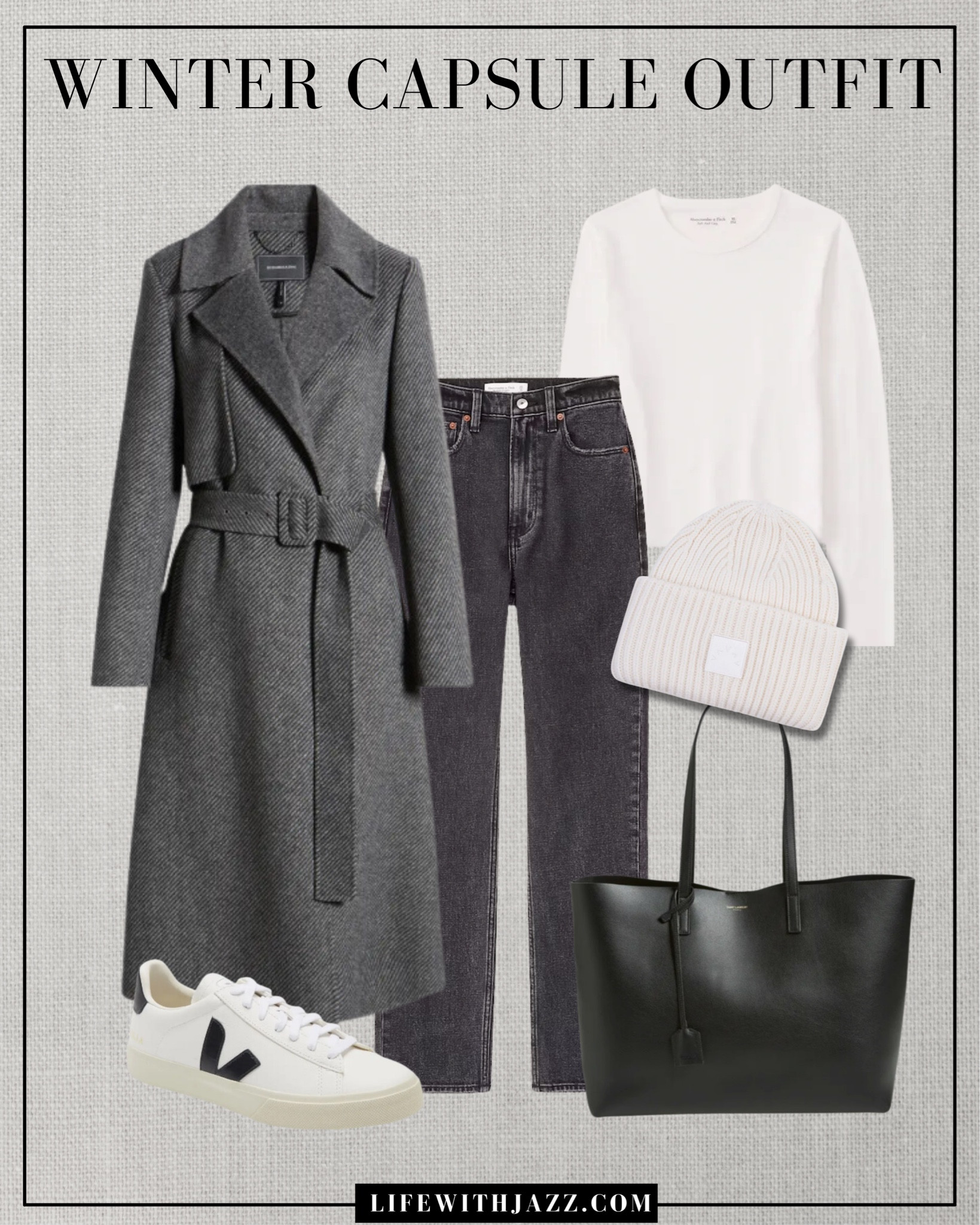 Winter capsule outfit

Gray coat / white long sleeve / gray wash ankle straight jeans / veja sneakers / black tote bag / beanie / smart casual / cold toned outfit / wc25

#LTKSeasonal #LTKStyleTip