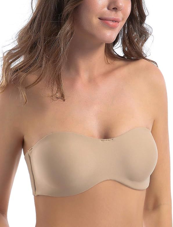 Women's Strapless Bra for Large Bust Minimizer Unlined Bandeau with Underwire | Amazon (US)
