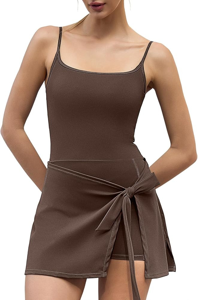 QINSEN Women's Sexy Square Neck Jumpsuit Sleeveless Wrap Shorts Romper One Piece Outfits with Poc... | Amazon (US)