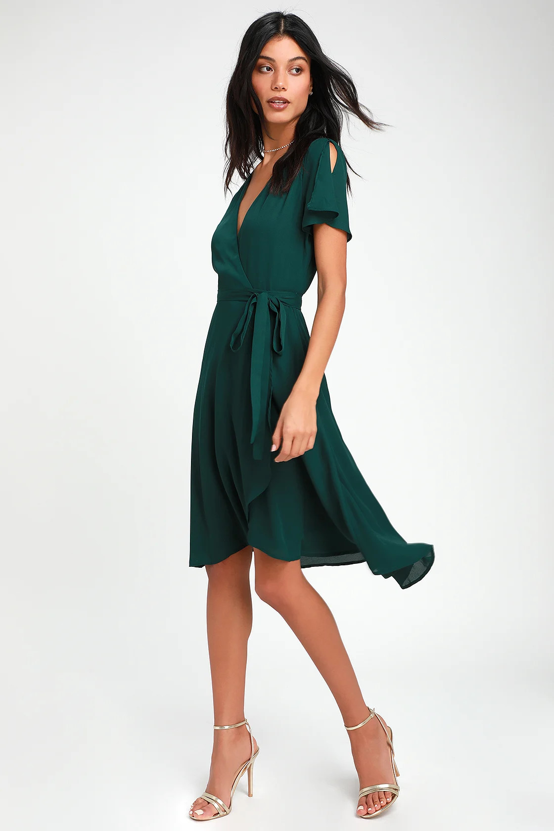 Rise to the Occasion Emerald Green Midi Wrap Dress | Lulus (US)