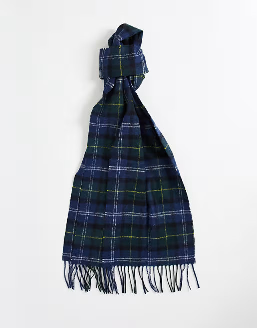 Barbour lambswool scarf in navy tartan | ASOS (Global)