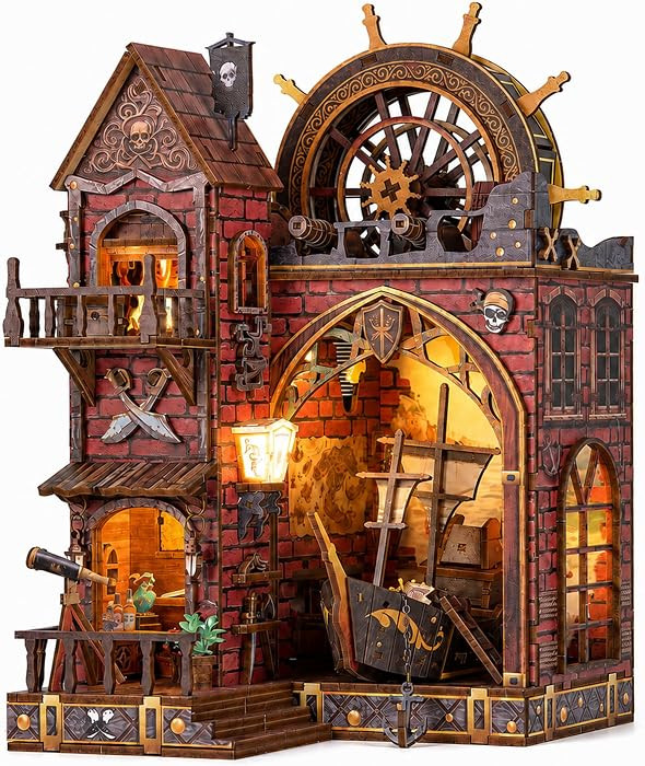 ISSEVE Pirate Castle Book Nook Kit, Dollhouse Booknook Kits Bookshelf Decor | Amazon (US)