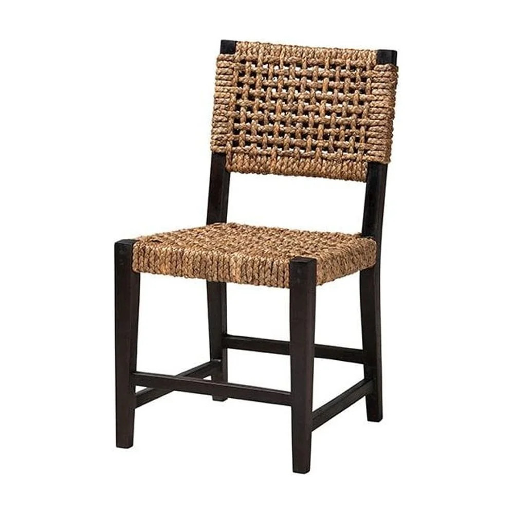 Baxton Studio Alise Modern Bohemian Dark Brown Mahogany Wood and Banana Fiber Dining Chair | Walmart (US)