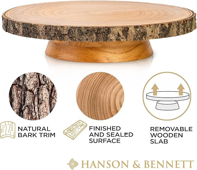 Hanson and Bennett Rustic Cake Stand - Beautiful and Natural Rustic Wedding Cake Stand Makes for ... | Amazon (US)