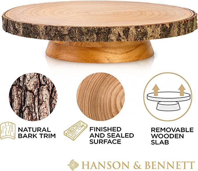 Hanson and Bennett Rustic Cake Stand - Beautiful and Natural Rustic Wedding Cake Stand Makes for ... | Amazon (US)