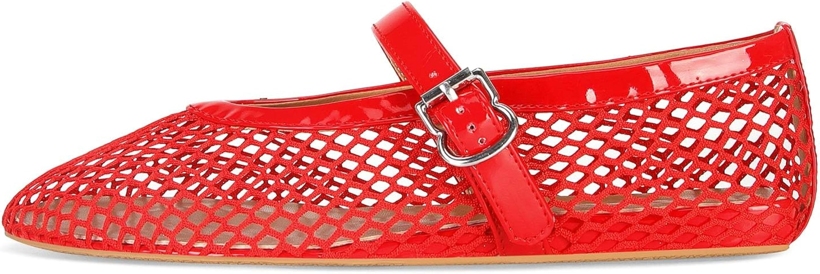 MICIFA Women's Mesh Ballet Flats Fishnet Ballerina Flats Buckle Strap Mary Jane Flats Causal Dail... | Amazon (US)