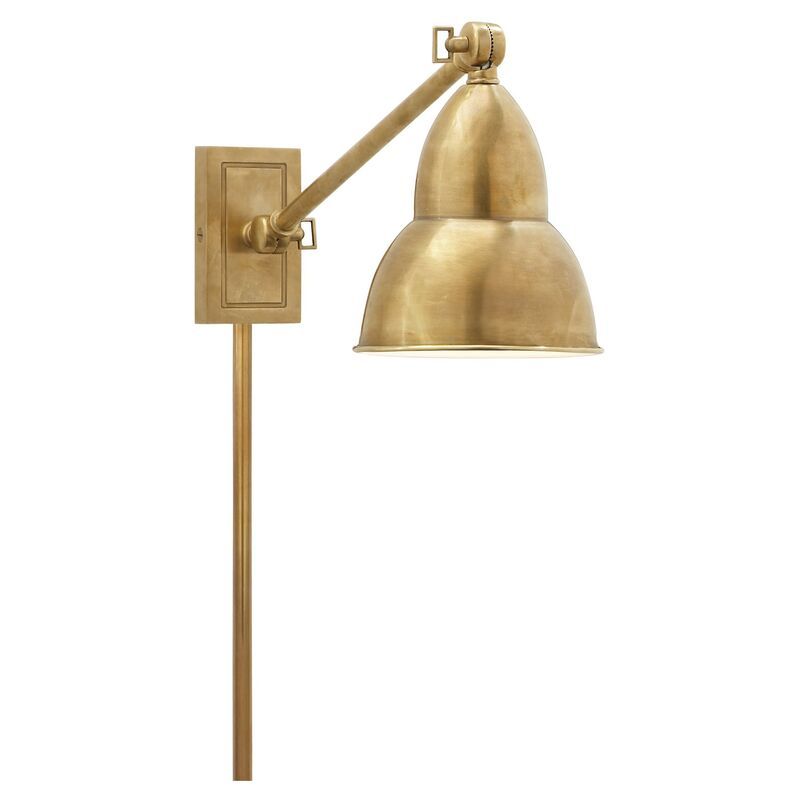 French Single Arm Library Light, Antique Brass | One Kings Lane