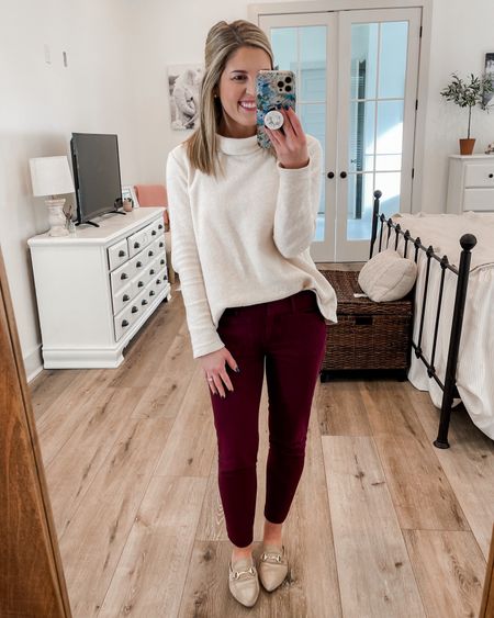 Thursday Work Outfit✨ 
My work pants are the Sutton skinny pants and are 50% off. Wearing a size 00P and run tts 
Sweater and mules- linked similar
#workoutfit #workpants #officeoutfit #businesscasual #petiteoutfits

#LTKunder50 #LTKsalealert #LTKworkwear