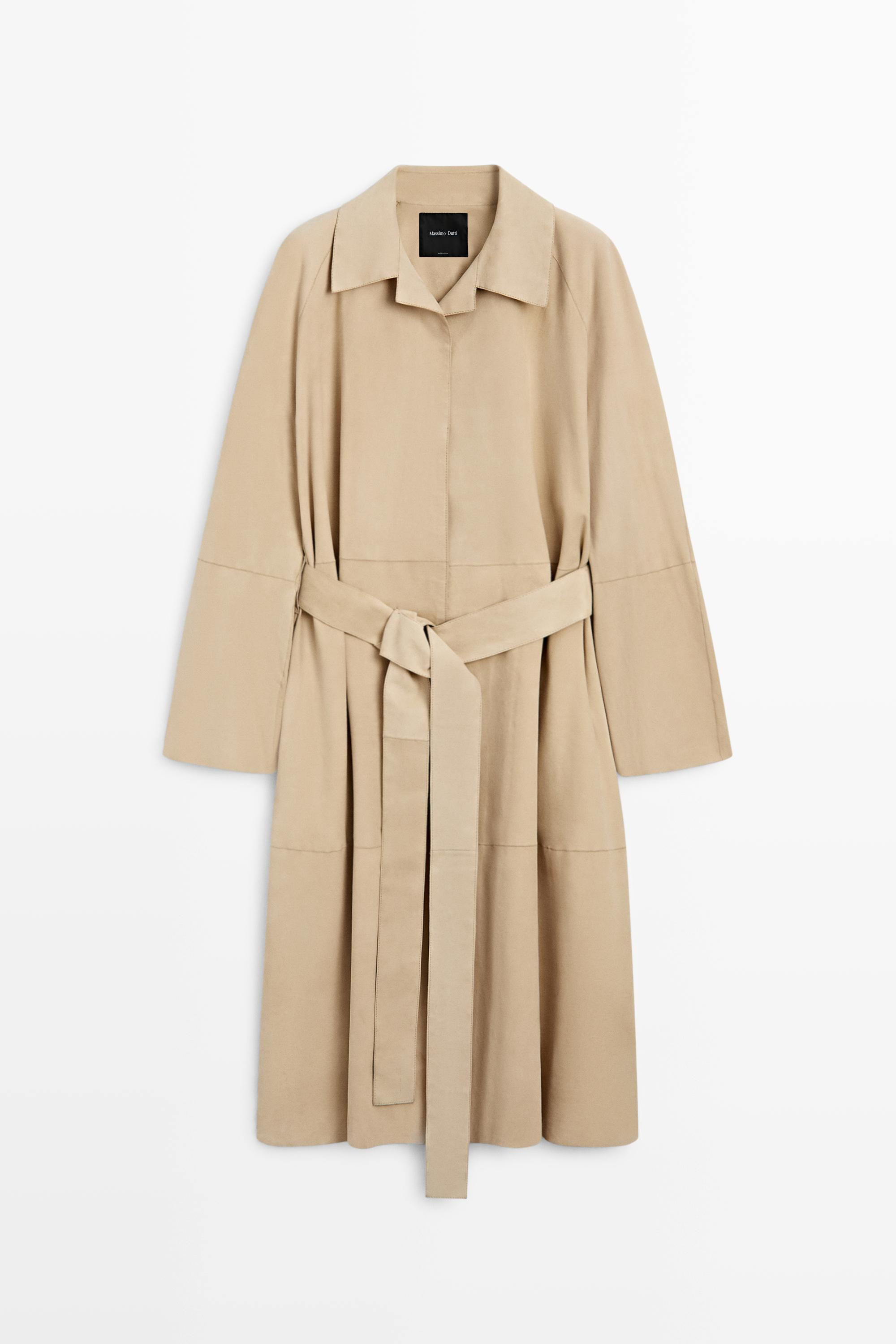 Long suede leather coat | Massimo Dutti US