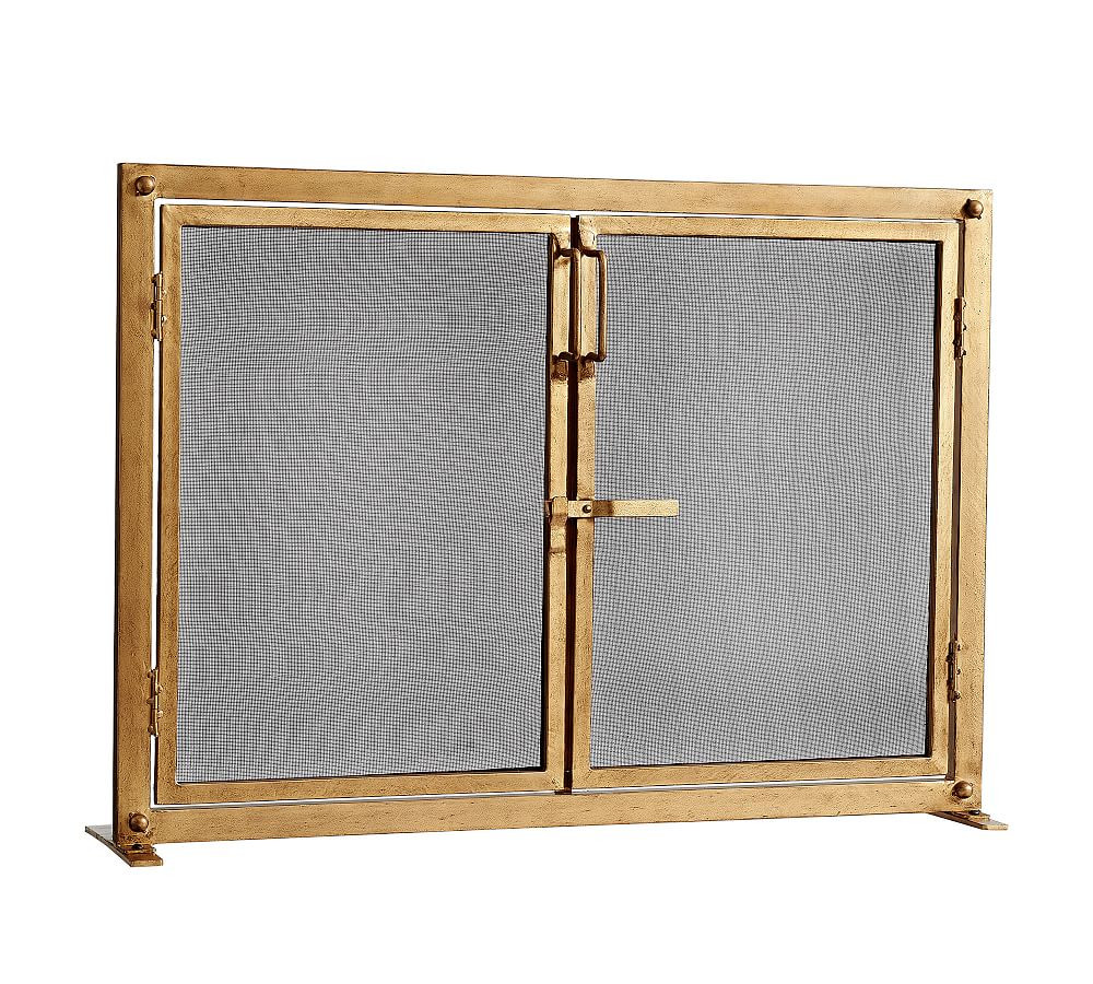 Industrial 44" Fireplace Screen with Doors | Pottery Barn (US)