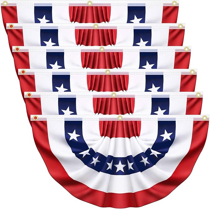 3x6 Ft 6 Pack American Pleated Fan Flag, Patriotic Half Fan Banner American Flag Decoration Bunti... | Amazon (US)