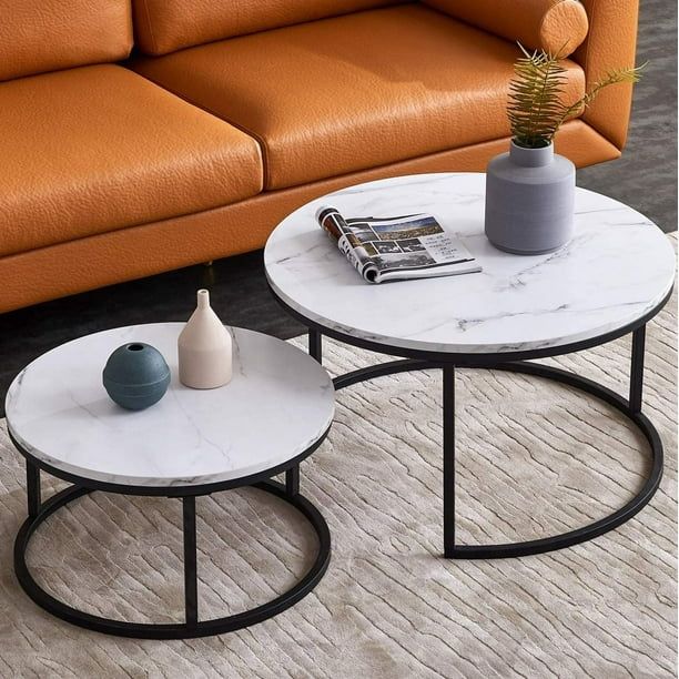 Modern Nesting Coffee Table Set for Living Room, Office, Balcony, Modern Round WoodAccent Coffee ... | Walmart (US)