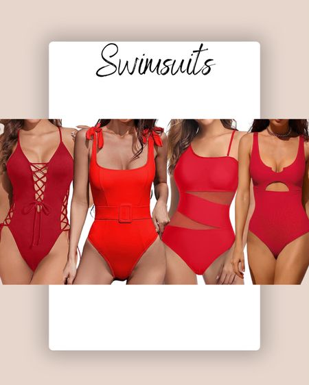 Red swimsuit, bikini, one piece swimsuit 

#LTKfindsunder50 #LTKswim #LTKtravel