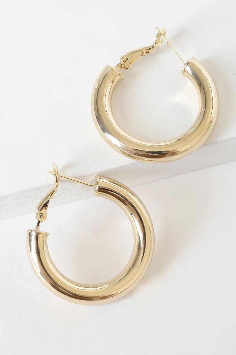 Match My Energy 14KT Gold Hoop Earrings | Lulus (US)