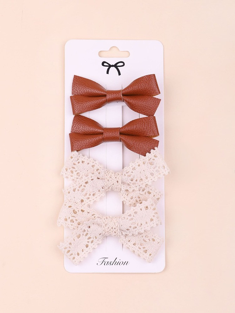 4pcs Toddler Girls Bow Decor Hair Clip | SHEIN