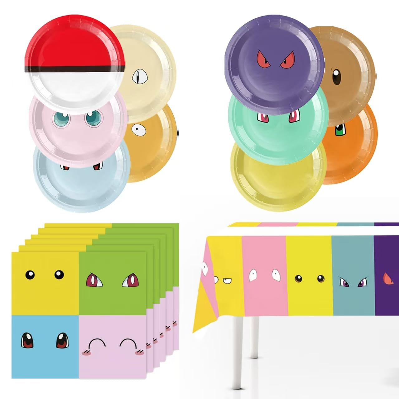 Cartoon Party Supplies Set for 20 Guests - 20 Plates, 20 Napkins & 71x42 Inch Table Cover | Birth... | Amazon (US)