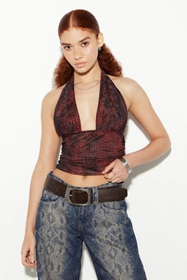 Silence + Noise Strobe Schlangen-Print Neckholder-Top | Urban Outfitters DE