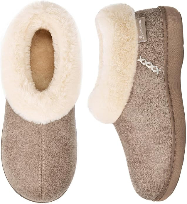 EverFoams Women's Microsuede Cozy Memory Foam Winter Slippers with Fuzzy Faux Fur Collar and Indo... | Amazon (US)