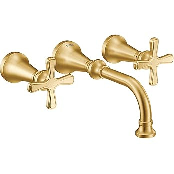 Moen TS44105BG Colinet Traditional Cross Handle Wall Mount Bathroom Faucet Trim Valve Required, B... | Amazon (US)