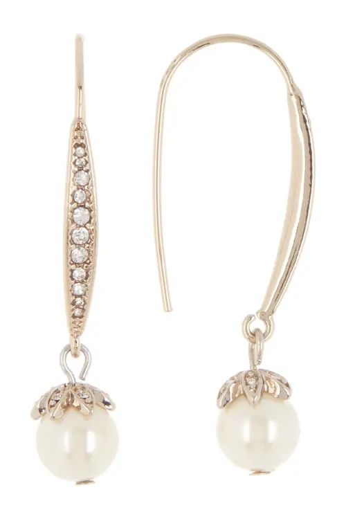 Marchesa Pave Crystal Linear Drop Earrings in Gold/blush at Nordstrom | Nordstrom