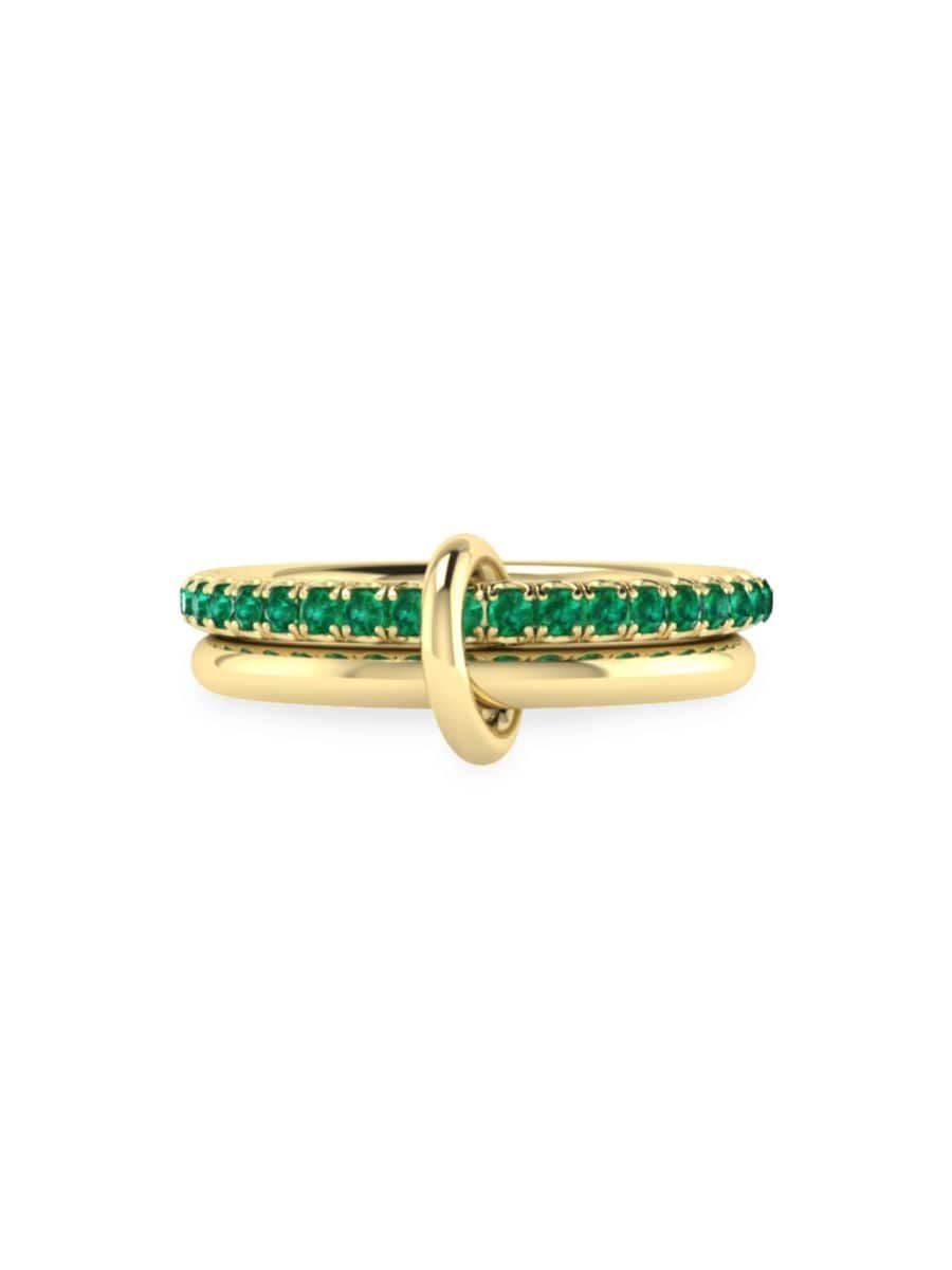 Spinelli Kilcollin 18K Yellow Gold &amp; Emerald Double-Band Ring | Saks Fifth Avenue