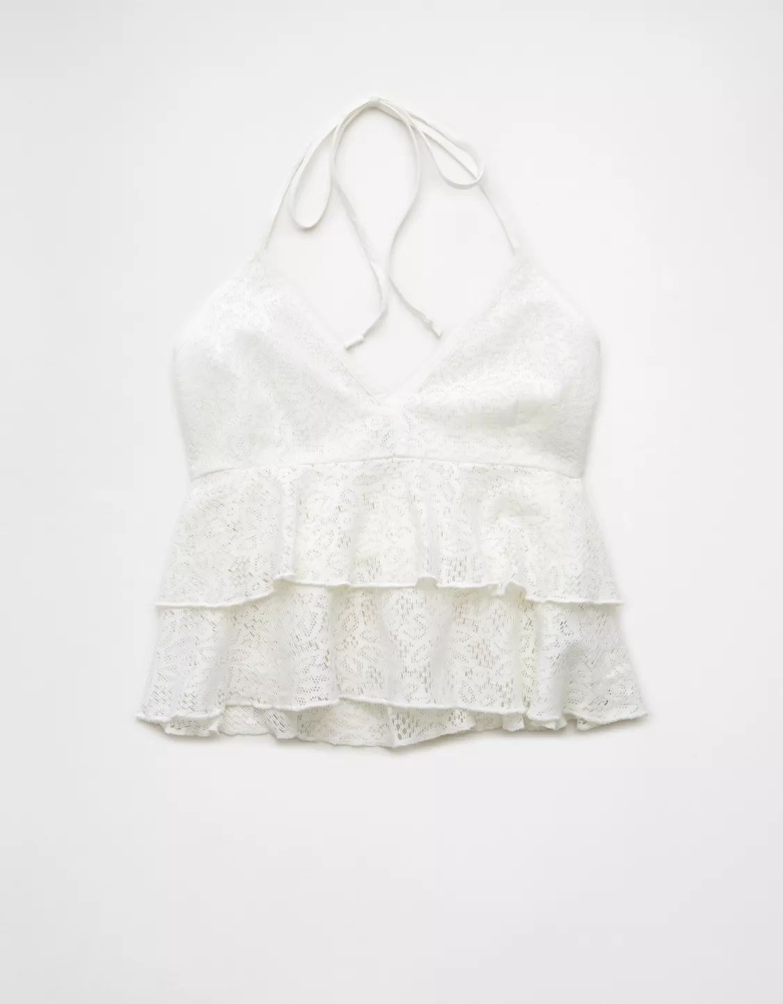 AE Tiered Lace Halter Top | American Eagle Outfitters (US & CA)