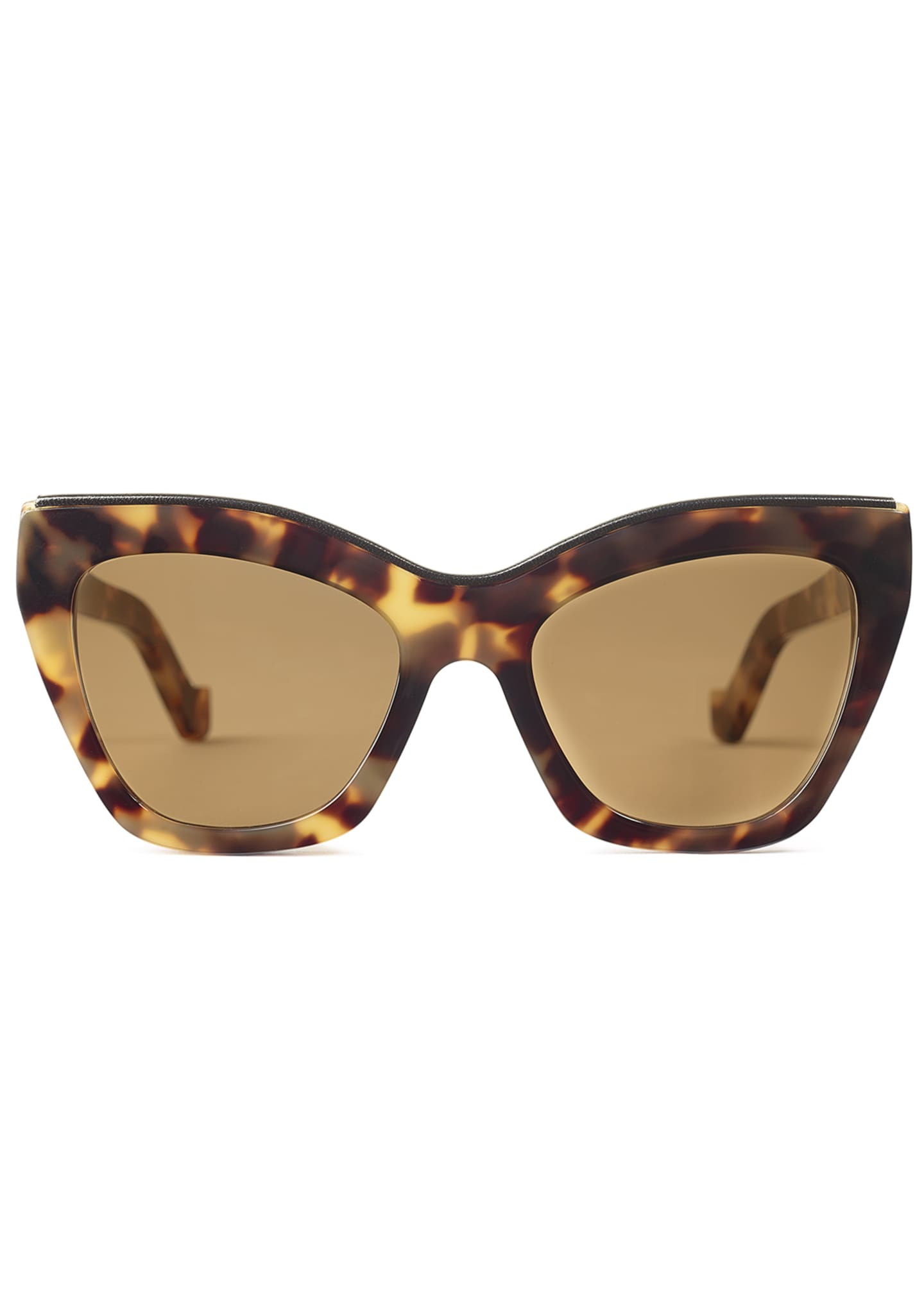 Loewe Semi-Transparent Acetate Cat-Eye Sunglasses w/ Leather Trim | Bergdorf Goodman
