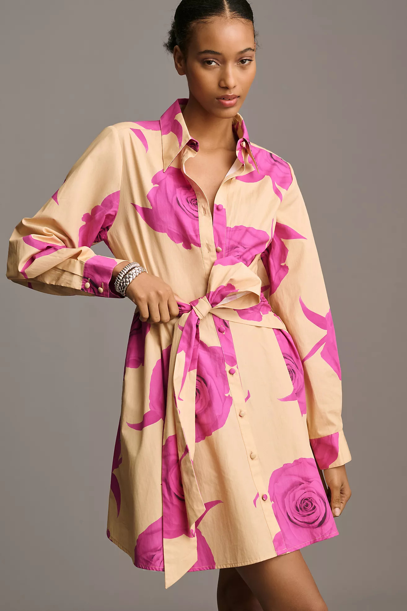 Hutch Long-Sleeve Tie-Waist Shirt Dress | Anthropologie (US)