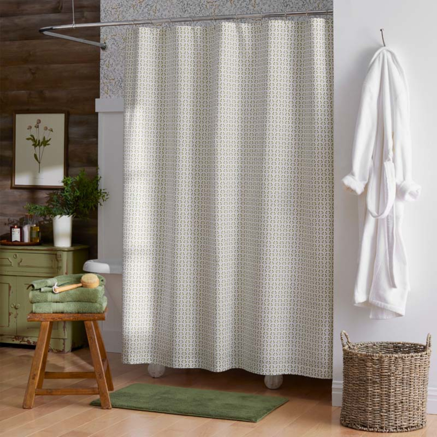 Mini-Prints Garment Washed Cotton Percale Shower Curtain - Tulips | The Company Store