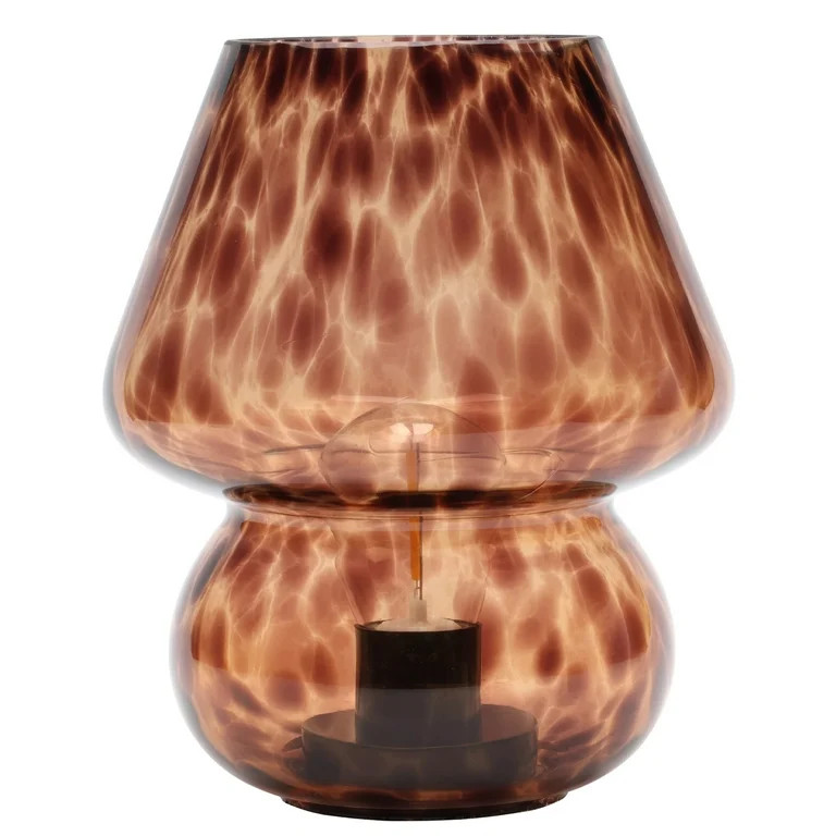 Urban Shop 8" Brown Tortoise Glass Battery-Powered Mushroom Table Lamp - Walmart.com | Walmart (US)