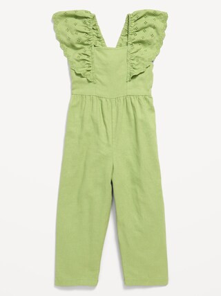 Linen-Blend Ruffled Jumpsuit for Toddler Girls | Old Navy (US)