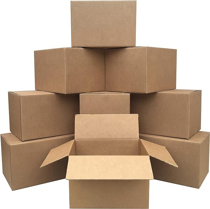 Amazon Basics Cardboard Moving Boxes, 10 Pack, Medium, Brown, 18" x 14" x 12" | Amazon (US)